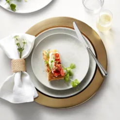 Antique Brass Charger Plate -TABLETOP BAR STORE antique brass charger 202218 0030 light woven napkin rings set of 4 z