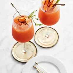 Antique Brass Hammered Coasters with Holder, Set of 4 -TABLETOP BAR STORE antique brass hammered coasters with holder 202231 0090 shaped antique brass cocktail picks set of 6 z