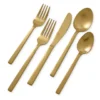 Fortessa Arezzo Brushed Gold 5-Piece Cutlery Set -TABLETOP BAR STORE arezzo brushed gold flatware placesetting hero new z