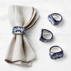 Azulete Napkin Rings, Set of 4 -TABLETOP BAR STORE azulete napkin rings 202233 0127 azulete napkin rings set of 4 z