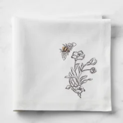 Bee Embroidered Napkins, Set of 4 -TABLETOP BAR STORE bee embroidered napkins 202229 0368 bee embroidered napkins set of 4 z