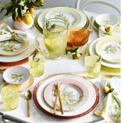 Citrus Glass Chargers, Set of 4 -TABLETOP BAR STORE citrus glass chargers 202228 0009 lemon cloisonne napkin rings set of 4 z