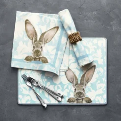 Damask Bunny Napkins, Set of 4 -TABLETOP BAR STORE damask bunny napkin 202240 0031 damask bunny napkins set of 4 z