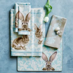 Damask Bunny Napkins, Set of 4 -TABLETOP BAR STORE damask bunny napkin 202240 0084 damask bunny hardmat z