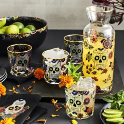 Day of the Dead Tumblers, Set of 4 -TABLETOP BAR STORE day of the dead tumblers 202233 0020 day of the dead tumblers set of 4 z