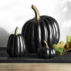 Decorative Black & Gold Pumpkins