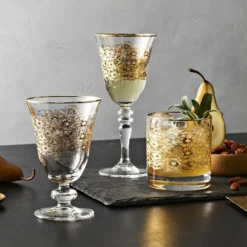Gold Floral Goblet 7 Gold Floral Goblet -TABLETOP BAR STORE gold panto etching goblets 202228 0009 gold floral wine glasses 1 z