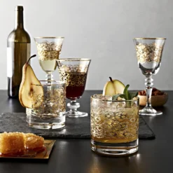 Gold Floral Wine Glass -TABLETOP BAR STORE gold panto etching wine glass 202228 0009 gold floral wine glasses z