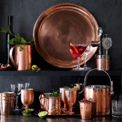 Hammered-Copper Ice Bucket With Lid -TABLETOP BAR STORE hammered copper ice bucket with lid 202240 0066 hammered copper ice bucket with lid z