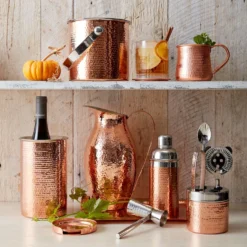 Hammered Copper Wine Chiller -TABLETOP BAR STORE hammered copper wine chiller 202240 0041 williams sonoma hammered copper cocktail shaker bar tools z