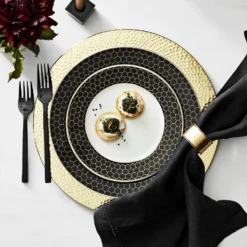 Honeycomb Dinner Plates 9 Honeycomb Dinner Plates -TABLETOP BAR STORE honeycomb dinner plate 202240 0074 hammered gold charger plate z