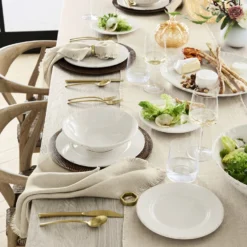 Rustic Ceramic Serving Bowl, Ivory 5 Rustic Ceramic Serving Bowl, Ivory -TABLETOP BAR STORE italy rustic ceramic serving bowl 202231 0147 fringed napkins set of 4 z