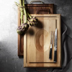 J.K Adams Handled Carving Board, Walnut with Brass Handles -TABLETOP BAR STORE jk adams handled carving board 202240 0004 jk adams handled cutting carving board maple with copper z