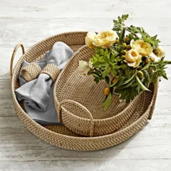 Light Woven Napkin Rings, Set of 4 -TABLETOP BAR STORE light woven napkin rings 202218 0011 light woven tray z