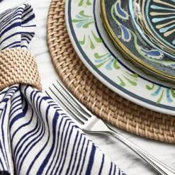 Light Woven Napkin Rings, Set of 4 -TABLETOP BAR STORE light woven napkin rings 202218 0033 aerin panama dinner plates z