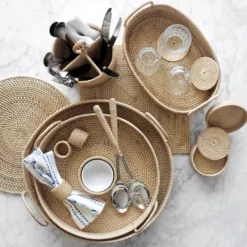 Light Woven Napkin Rings, Set of 4 -TABLETOP BAR STORE light woven napkin rings 202230 0004 light woven charger z