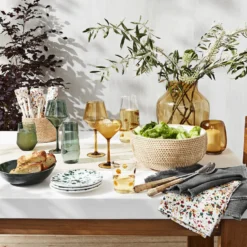 Light Woven Utensil Caddy -TABLETOP BAR STORE light woven utensil caddy 202231 0002 rustic outdoor melamine bowls z