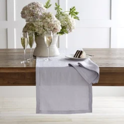 Linen Double Hemstitch Table Runner 11 Linen Double Hemstitch Table Runner -TABLETOP BAR STORE linen double hemstitch runner alt8 imgz 4