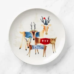 Natale Reindeer Salad Plates, Set of 4