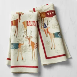 Natale Reindeer Tea Towels, Set of 2