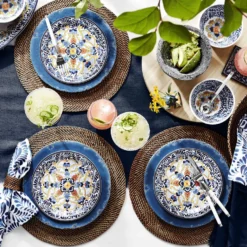 Nito Round Placemat -TABLETOP BAR STORE nito round placemat 202235 0001 maravilla melamine salad plates set of 4 z