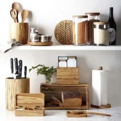 Olivewood & Glass Canisters -TABLETOP BAR STORE olivewood and glass canister 202240 0017 olivewood breadbox z