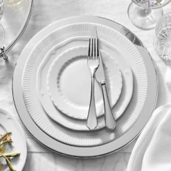 Pillivuyt Plisse Porcelain Dinner Plates -TABLETOP BAR STORE pillivuyt plisse dinner plates 202236 0045 metal silver chargers 2 z