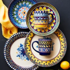 Sicily Dinner Plate, Blue Rim -TABLETOP BAR STORE sicily blue rim dinner plates 202240 0009 sicily ceramic dinner plates blue rim z