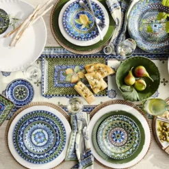 Sicily Verdi Table Runner -TABLETOP BAR STORE sicily verdi table runner 202229 0391 sicily ceramic mixed appetizer plates set of 4 blue green 3 z