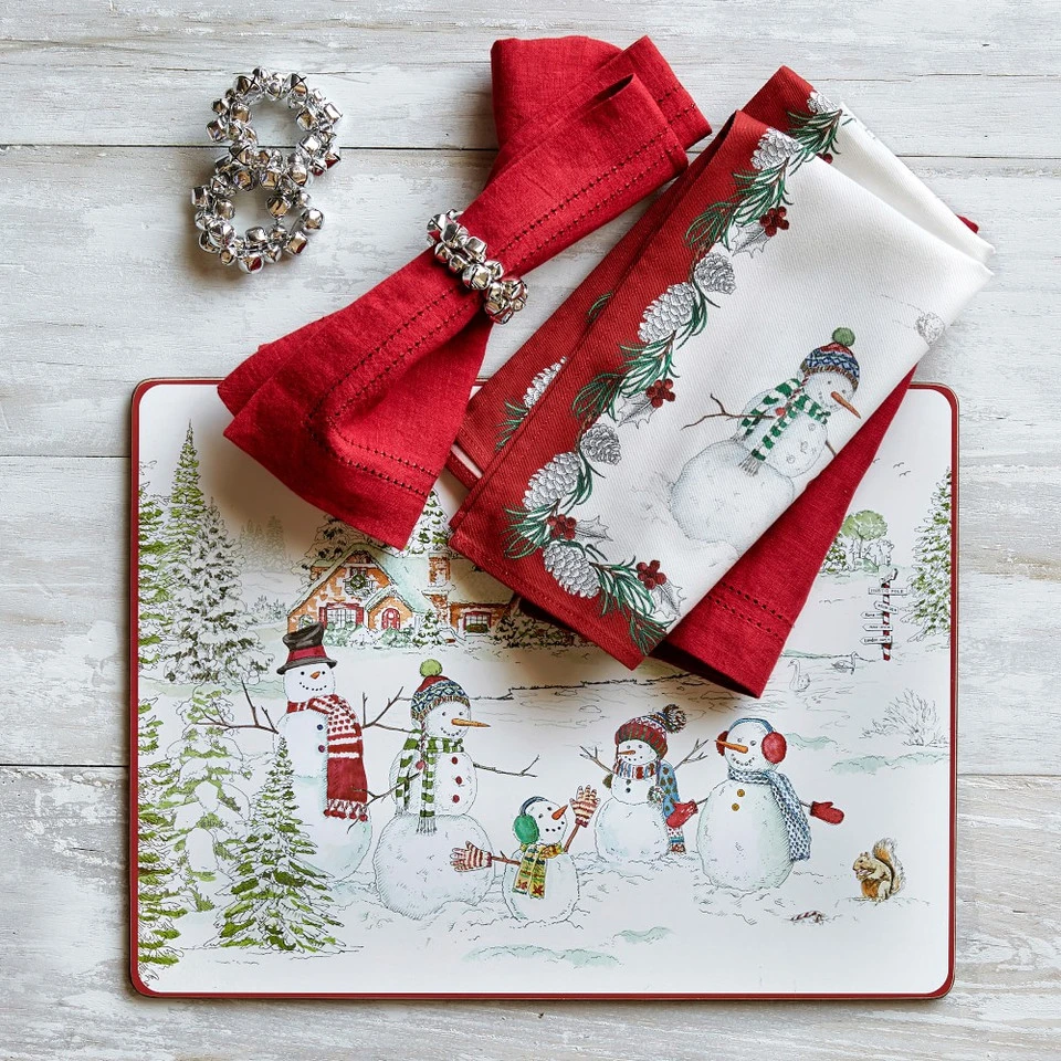 Snowman Napkins, Set of 4 5 Snowman Napkins, Set of 4 - Image 3