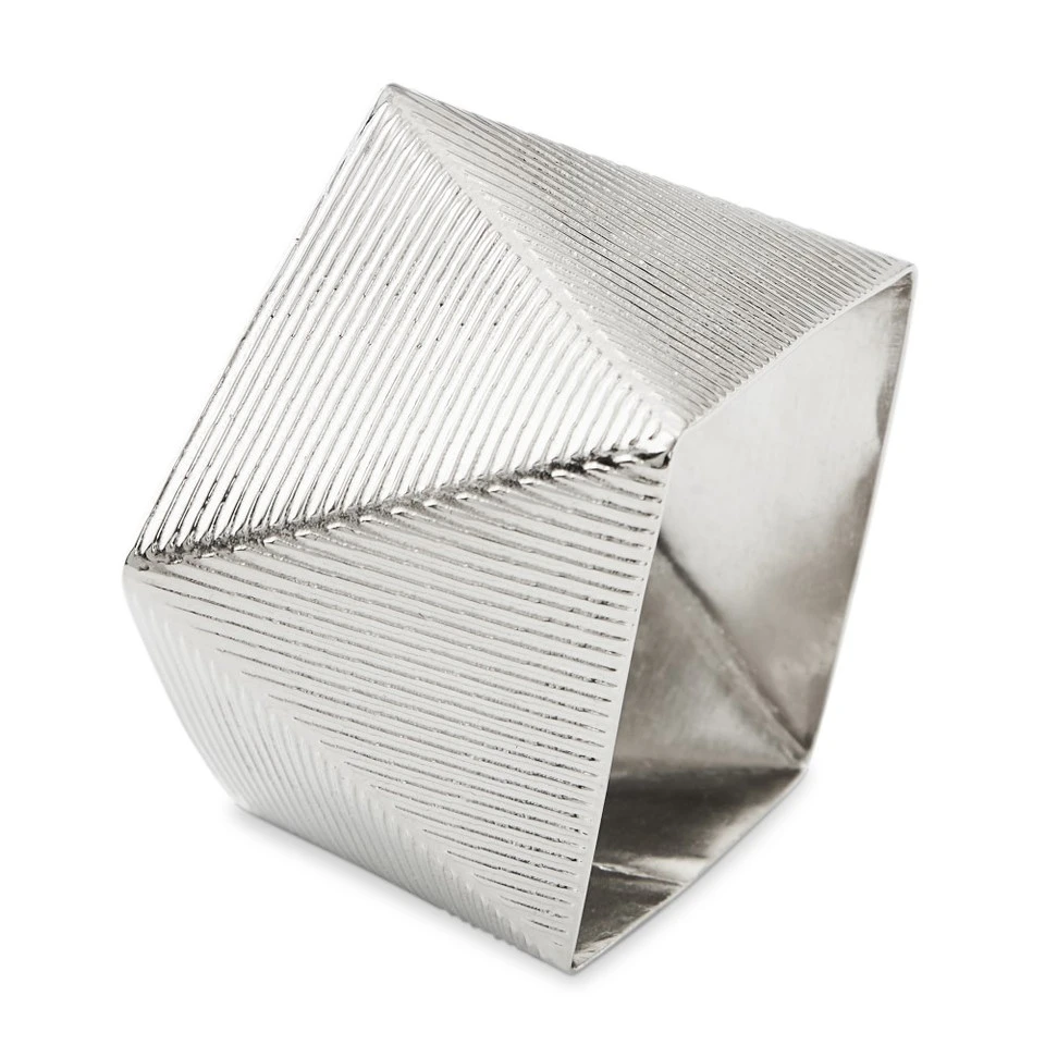 Square Napkin Rings, Set of 4 - Silver 4 Square Napkin Rings, Set of 4 - Silver - Image 3