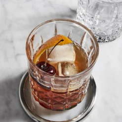 Stainless Steel and Glass Coasters, Set of 4 -TABLETOP BAR STORE stainless steel and glass coasters 202220 0014 everyday cut double old fashioned glasses set of 4 z