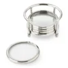 Stainless Steel and Glass Coasters, Set of 4 -TABLETOP BAR STORE stainless steel and glass coasters 202230 0037 img63z