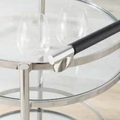 Truman Round Bar Cart, Antique Brass, Saddle Leather -TABLETOP BAR STORE truman round bar cart 202237 0016 truman round bar cart z