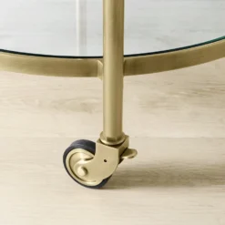 Truman Round Bar Cart, Antique Brass, Saddle Leather -TABLETOP BAR STORE truman round bar cart 202237 0018 truman round bar cart z