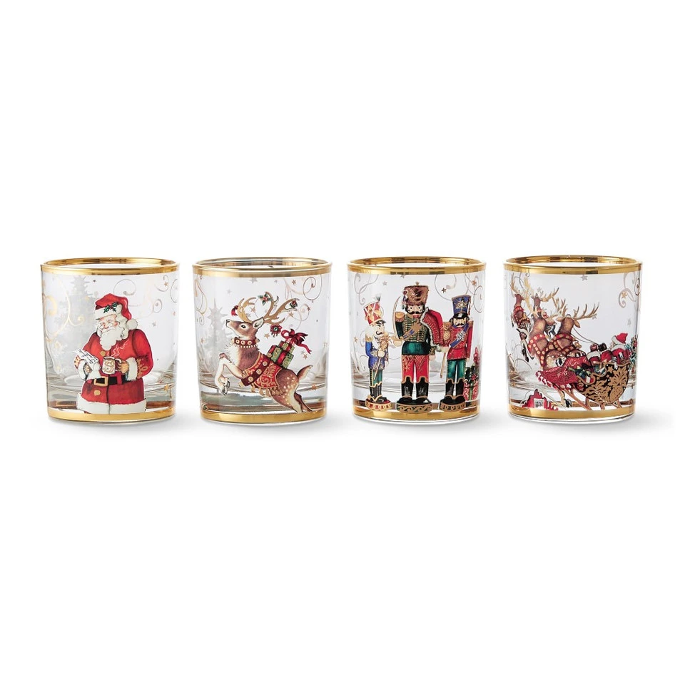 'Twas the Night Before Christmas Double Old-Fashioned Glasses, Mixed, Set of 4 3 'Twas the Night Before Christmas Double Old-Fashioned Glasses, Mixed, Set of 4