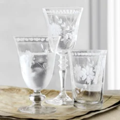 Vintage Etched Tumbler -TABLETOP BAR STORE vintage etched tumblers 202240 0028 vintage etched wine glasses z
