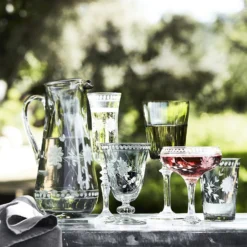 Vintage Etched Water Glass -TABLETOP BAR STORE vintage etched water glasses 202240 0061 vintage etched coupe glasses z