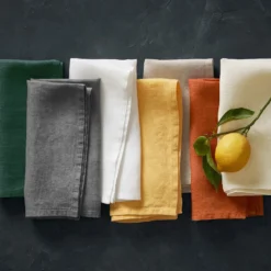 Italian Washed Linen Napkins, Set of 4 -TABLETOP BAR STORE washed linen napkins 202240 0057 italian washed linen napkins set of 4 z