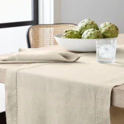 Italian Washed Linen Table Runner -TABLETOP BAR STORE washed linen table runner 202222 0210 italian washed linen table runner z