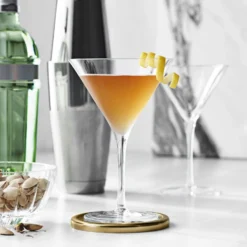 Williams Sonoma Martini Glass -TABLETOP BAR STORE williams sonoma martini glasses 202227 0009 antique brass hammered coasters with holder set of 4 z