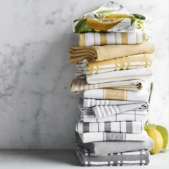 Williams Sonoma Classic Stripe Dishcloths -TABLETOP BAR STORE williams sonoma striped dishcloth 202240 0102 meyer lemon towels set of 2 z
