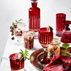 Wilshire Jewel-Cut Red Mixed Wine Glasses, Set of 4 -TABLETOP BAR STORE wilshire jewel cut wine glasses mixed red 202227 0002 wilshire jewel cut red mixed wine glasses set of 4 z